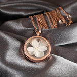 Echte Hortensienblüte Medaillon Kette - 925 Sterling vergoldet -  VIK-141