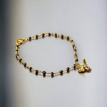 Gold Hummel Armband mit Onyx - Edelsteinarmband mit zierlichem Bienen Anhänger  - Retarm-46