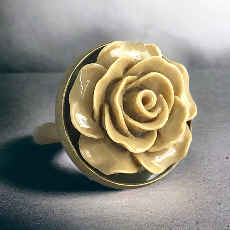 Herbstrose - Braun - Floraler Ring im Vintage Stil - VINRIN-45