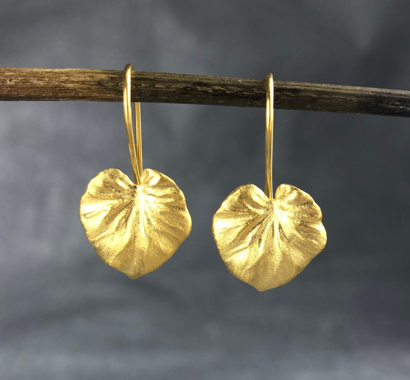 Tropische Blätter Ohrringe - 925 Sterling Gold Vergoldet - OHR925-23