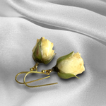 Echte Kleine Rosen Ohrringe - Zartgelb - 925 Sterling Gold Vergoldet - OHR925-127