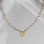 Turmalin Gold Schmetterling Halskette - Edelstein Farbverlauf Metamorphose Anhänger VIK-134 Kette