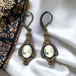 Viktorianischer Charme - Antik-Stil Bronze Ohrringe mit Damen-Kamee Cabochons - VINOHR-100