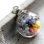 Collier de fleurs sauvages - Fleurs colorées Oublie-Meinnicht Jasmine 925 Sterling Silver Chain - K925-116