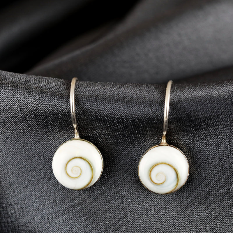 Shiva Ögon örhängen - 925 Sterling Silver minimalistisk snäcka Ocean Lake Maritim smycken-OHR925-53