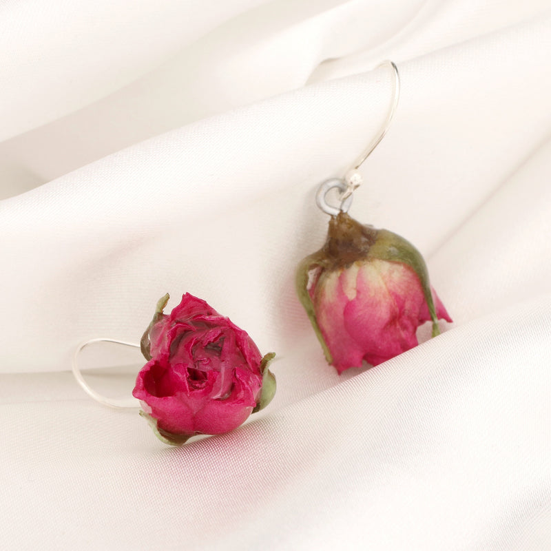 925 Sterling silver earrings with real roses