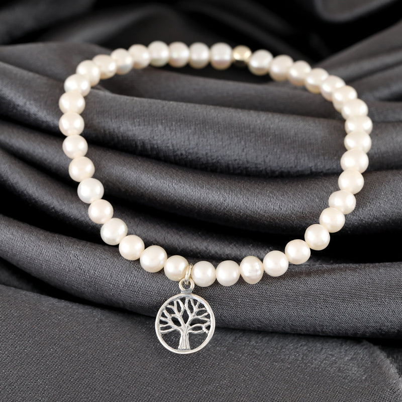 925 Sterling Silver Freshwater Pearl Armband "Livets träd" - Arm925-32