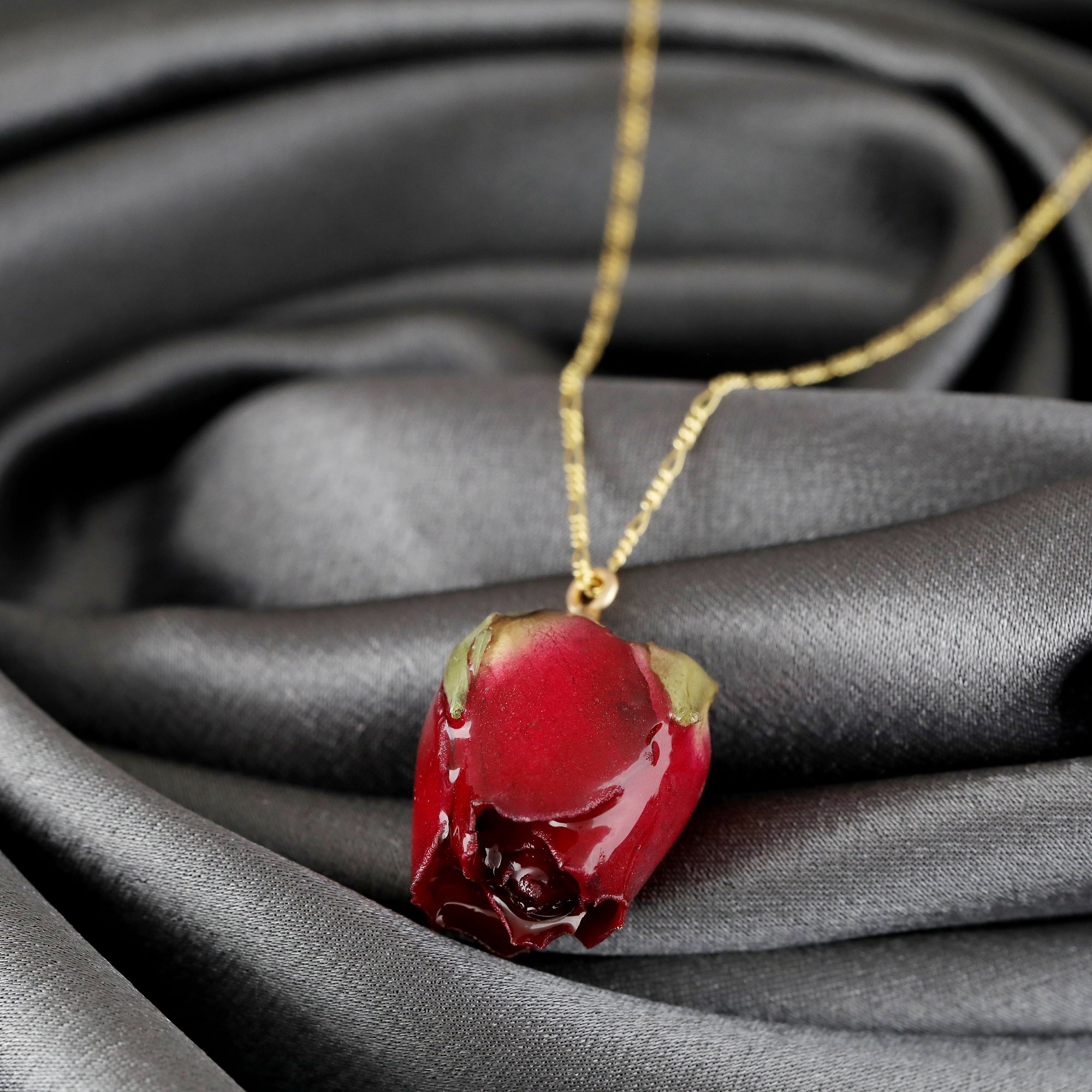 Echte Rote Rose Anhänger Halskette - 925 Sterling Gold Vergoldet - PR0 –  MadamLili