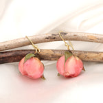 Eleganta äkta rosor Örhängen - 925 Sterling Förgyllda örhängen - PR079