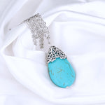 Turquoise Howlith necklace with ornaments-VIK-106