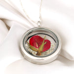 925 Sterling Silver Chain med medaljong "Real Rose & Dill Blossoms"