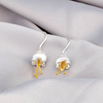 Glockenblumen Bicolor auriculiers-925 Sterling Argent Maigure Botanik Fleurs d'oreilles-OHR925-49