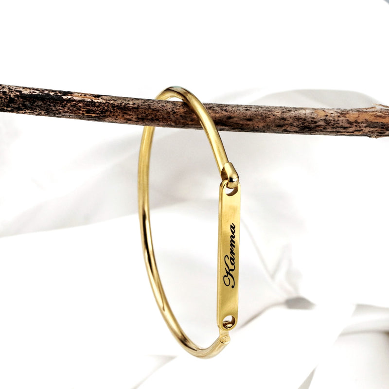 Personligt armband i rostfritt stål - Gravyr - Guldfärg - RETARM-16