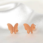 Mini Schmetterlinge Ohrstecker - Minimalistischer 925 Rose Vergoldete Ohrringe - OHR925-46