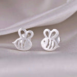 Bee Mini Stud Örhängen - 925 Sterling Silver Örhängen - Stamina Kreativitet Symbol Smycken - Ear925-90