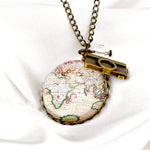 Weltkarte Globus Anhänger Kette Vintage Stil - Globetrotter Schmuck - VIK-08