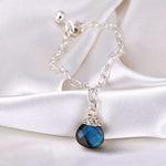 Labradorite ädelsten armband - 925 Sterling Silver Meditation minimalistiska smycken-ARM925-10