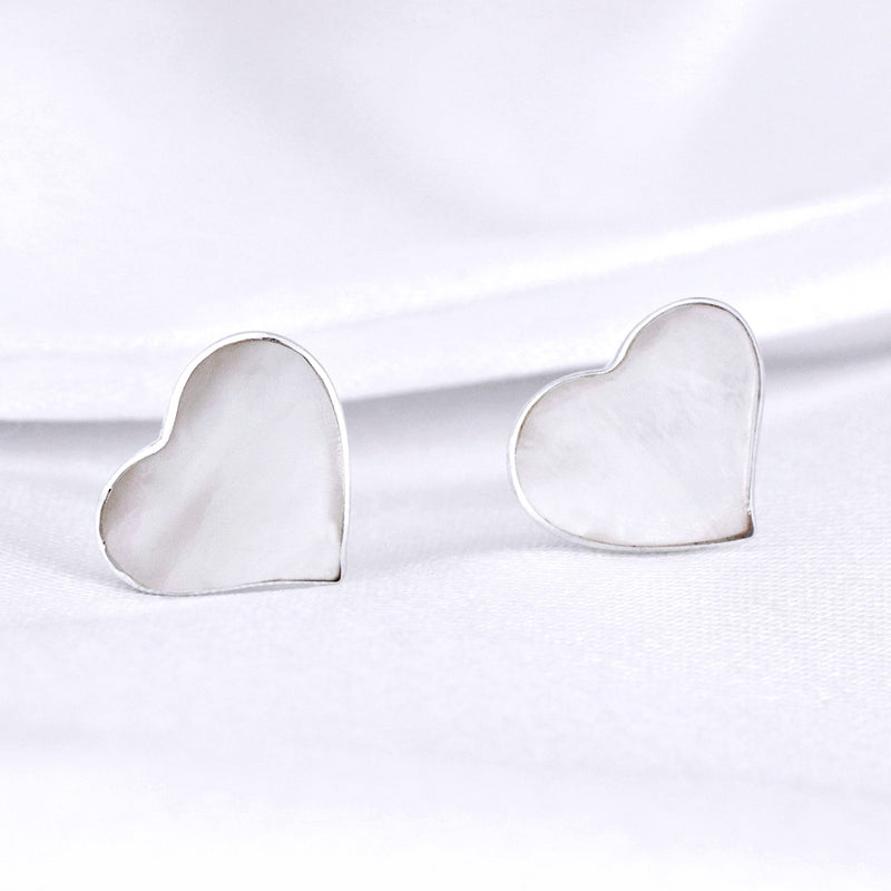 Hjärtformade pärlemor örhängen gjorda av 925 Sterling Silver-OHR925-94