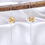 Butterblume Bicolor Ohrringe - 925 Sterling Silber Matt Verspielte 3D Elegante Blumen Ohrhänger  - OHR925-59