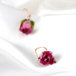 Echte Kleine Rosen Ohrringe - 925 Sterling Rosegold Vergoldet - Naturschmuck - OHR925-95
