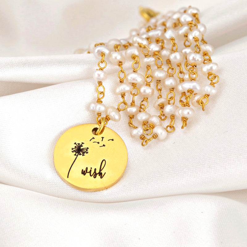 Personalized Necklace with Freshwater Pearls and Engraving Service - VIK-40