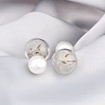 Double Ear Plugs Beads and Pusteblumen-Elegant Terrarium Botanical Ear Studs-VINOHR-62