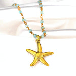 Ädelsten Apatit Starfish Halsband Guldpläterad - VIK-133