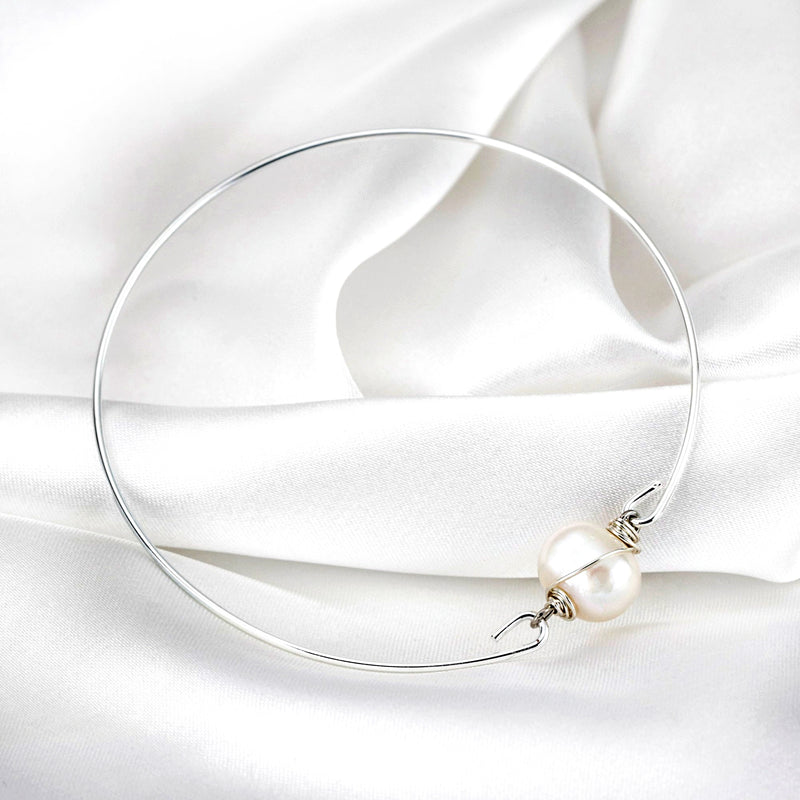 Sötvattenspärla armband-Silverpläterad naturlig pärltråd maritima minimalistiska smycken-RETARM-29