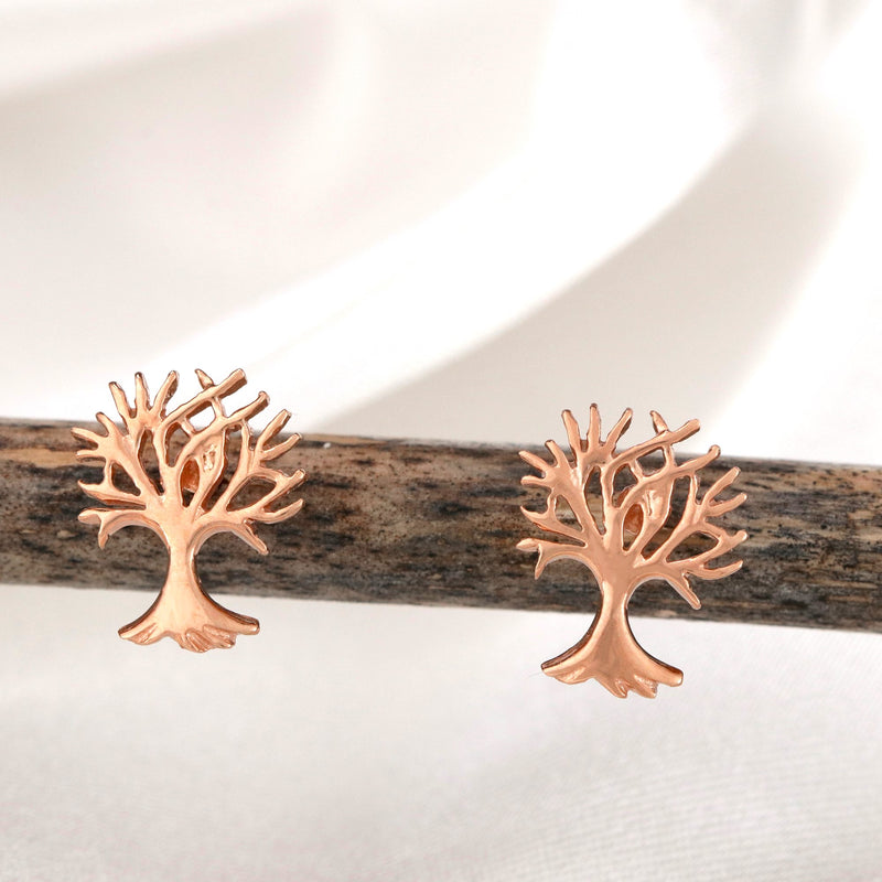 Living Tree Mini Stud Örhängen - 925 Sterling Rosegold Guldpläterade Örhängen - Ear925-135