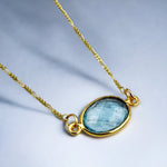 Aqua chalcedon glamour Gold chain - 925 pure Gold plaqué Gold Summer Collier - k925 - 20