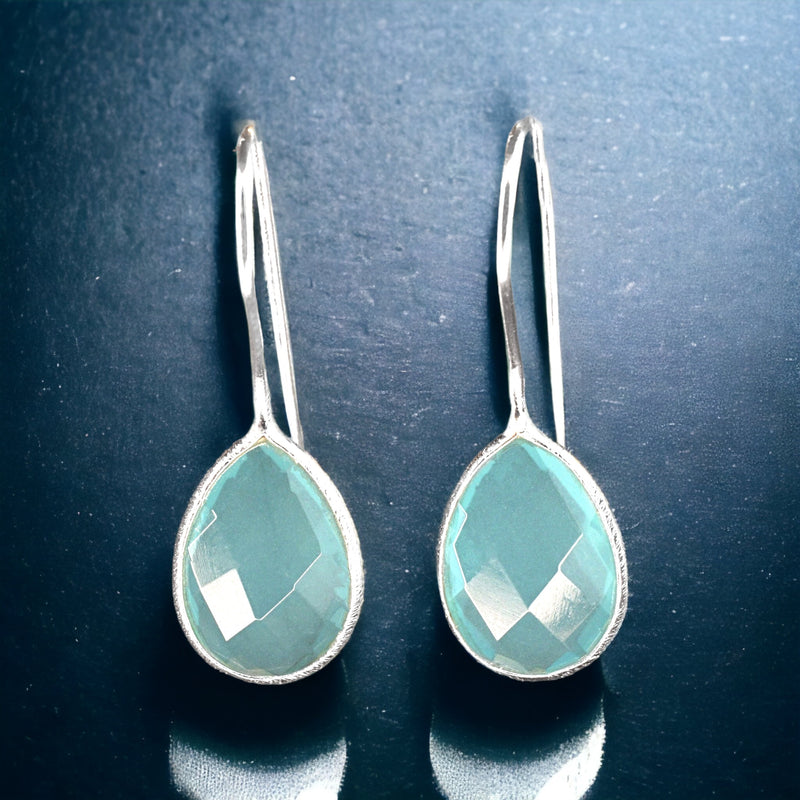 Aquamarine örhängen - 925 Sterling Silver lyxiga ädelsten örhängen-OHR925-105