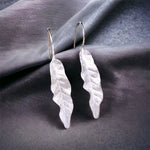 Långa löv Örhängen - 925 Sterling Silver Örhängen - Elegant Naturtillbehör - Ear925-122
