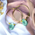 Goldfill ädelsten Chalcedony Drop Hoop Örhängen-ädelsten smycken-VINOHR-25