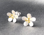 925 Sterling Silver Bicolor Stud Earrings "Butterflumen" - Ear925-32