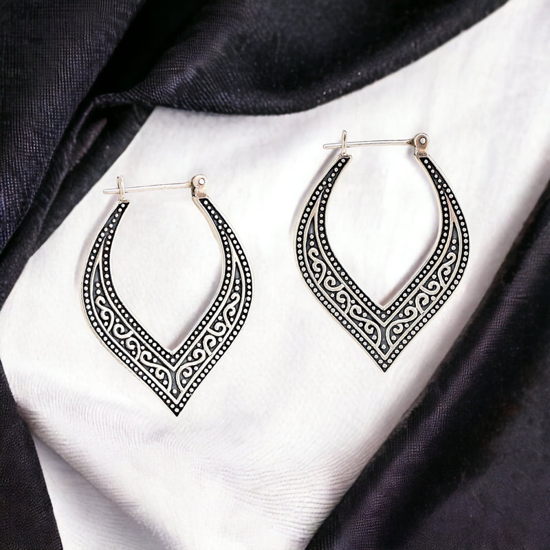 Casablanca Oriental Creoles - 925 Sterling Silver Ornament Örhängen Ear925-66