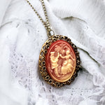 Chaîne de pendentif Baroque Love Paire - Bronze Camee Vintage Style - Vik-79