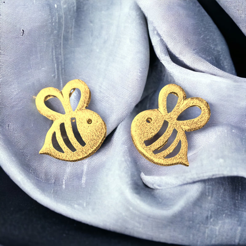 Bee Mini Stud örhängen - 925 Sterling guldpläterade örhängen-OHR925-98