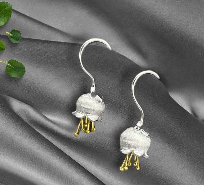 Glockenblumen Ohrhänger - 925 Sterling Silber - Maiglöckchen Botanik Blumen Schmuck - OHR925-49