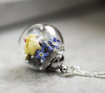 Wildblumen Halskette - Bunte Blumen Vergissmeinnicht Jasmin 925 Sterling Silber Kette - K925-116