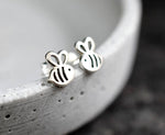 Bee Mini Stud Örhängen - 925 Sterling Silver Örhängen - Stamina Kreativitet Symbol Smycken - Ear925-90