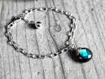 Labradorite ädelsten armband - 925 Sterling Silver Meditation minimalistiska smycken-ARM925-10