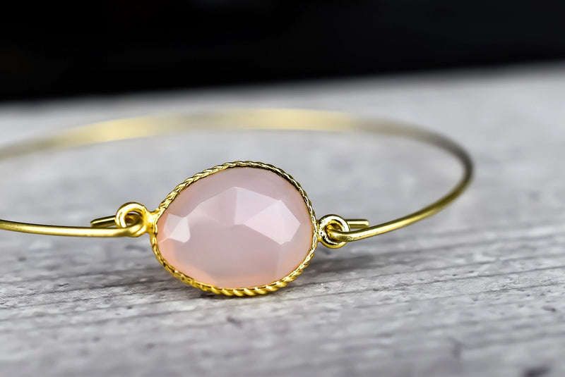 Bracelet à quartz rose - bijoux de pierres précieuses plaquées or reart-26