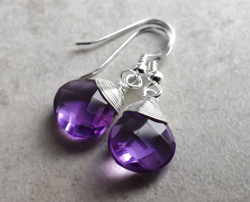 Boucles d'oreilles en cristal violet - 925 boucles d'oreilles en argent sterling - ohr925 - 85
