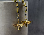 Golden Bees örhängen-ädelsten svart Onyx sommar smycken-VINOHR-66
