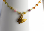 Turmalin Gold Schmetterling Halskette - Edelstein Farbverlauf Metamorphose Anhänger VIK-134 Kette