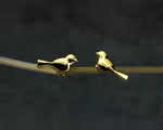Fågel par Mini Stud örhängen - 925 Sterling guldpläterade filigran kärlek par naturliga kärlek örhängen - OHR925-137
