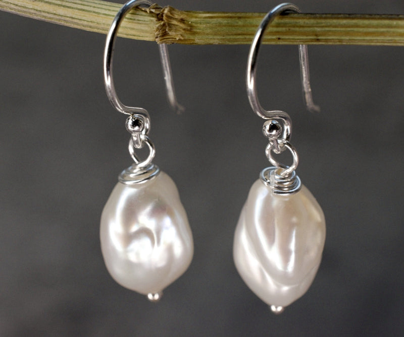 Boucles d'oreilles de perles d'eau douce baroque - Boucles d'oreilles de perles - EPA925-132