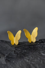 Mini Schmetterlinge Ohrstecker - Minimalistische 925 Sterling Gold Vergoldete Ohrringe - OHR925-99