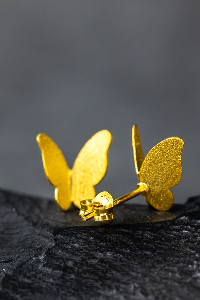 Mini Butterflies Stud Örhängen - Minimalistisk 925 Sterling Gold Gilded Örhängen - Ear925-99