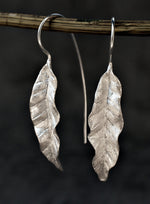 Långa löv Örhängen - 925 Sterling Silver Örhängen - Elegant Naturtillbehör - Ear925-122